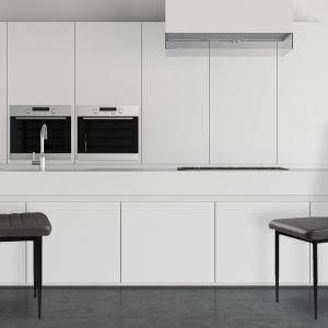 White kitchen interior with island