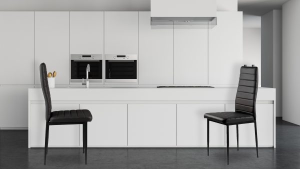 White kitchen interior with island
