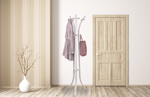 Interior of room with wooden door 3d rendering