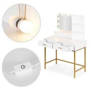 duza toaletka kosmetyczna z lustrem i oswietleniem led 3 bar 3639ab630af64c21ade645d1921e8c1d