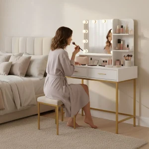 duza toaletka kosmetyczna z lustrem i oswietleniem led 3 bar 820c6a768f1b4298a14399507b18dc5d