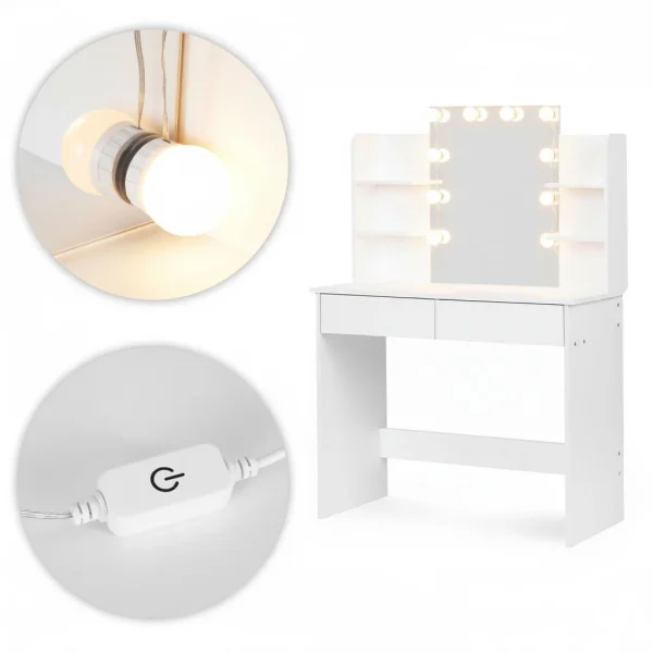 duza toaletka kosmetyczna z lustrem i oswietleniem led 3 bar d38a14f51a1347668d80906694f3bf72