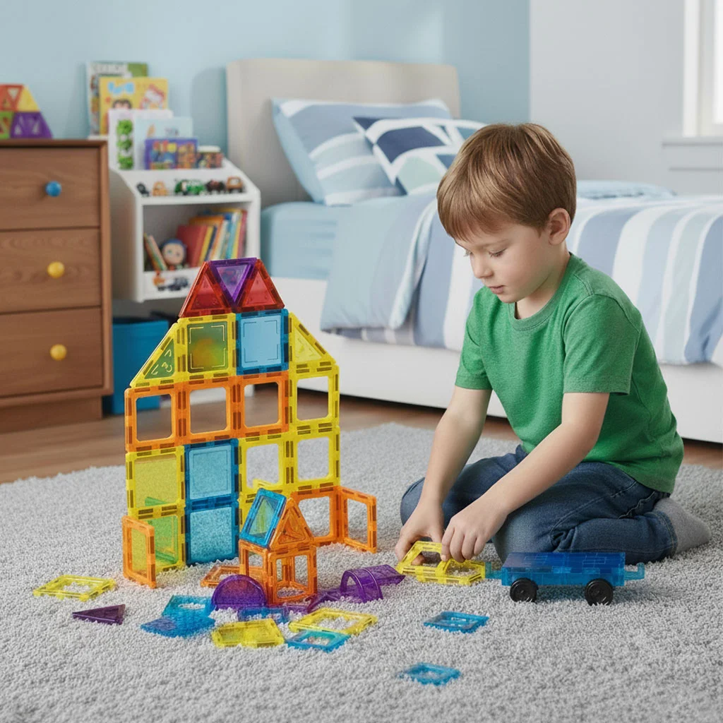 klocki magnetyczne konstrukcyjne domek autko 45 elementow 6c689439d5814cb68383d5c68cb19766