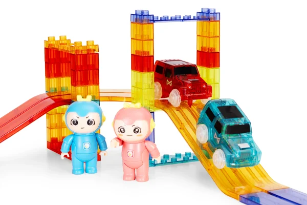 tor dla aut klocki magnetyczne komplet 154 elementy autka le eaf15ed12cc74aae8ec860165ccc88d0