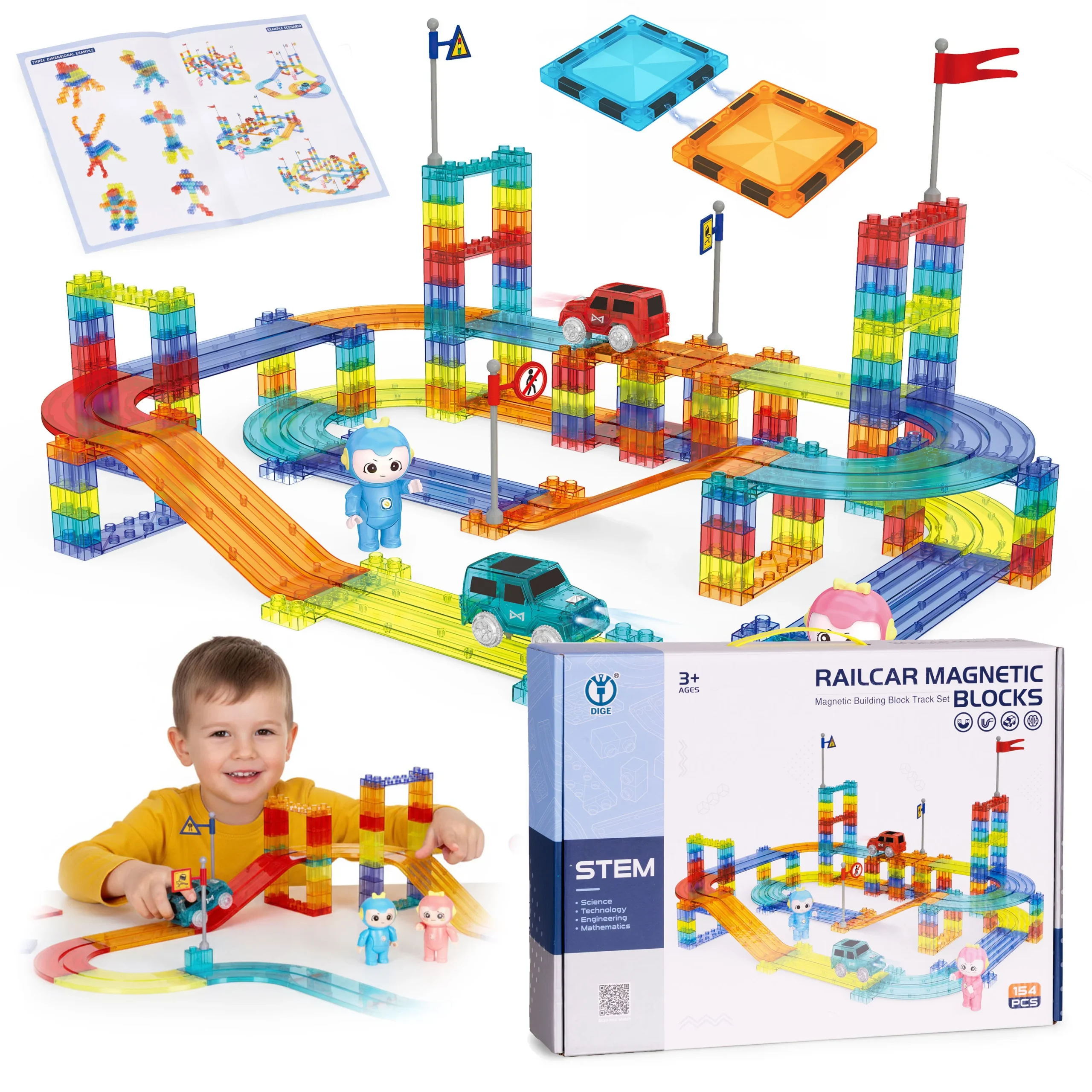 tor dla aut klocki magnetyczne komplet 154 elementy autka le edb31dcbe7c34757ac3493f353c224c0