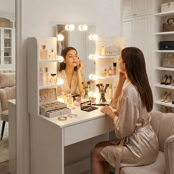 duza toaletka kosmetyczna z lustrem i oswietleniem led 3 bar b771154b3a2547fbb2e132cde7d0b1a2