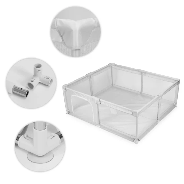 kojec dla dziecka 140x200 cm suchy basen plac zabaw szary to d42eebc0a1f648778f901bcbafa532cb