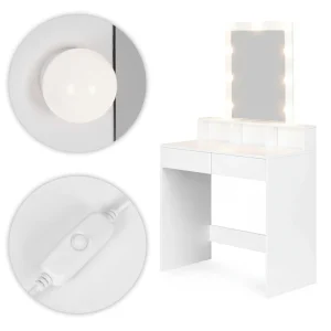 toaletka kosmetyczna z lustrem i oswietleniem led 4 szuflady 3b64a4dde0e5457fac7df38ecbb180fd