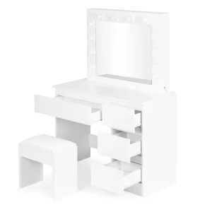 toaletka kosmetyczna z lustrem i oswietleniem led 4 szuflady 930b84f6cce34e85845f36853c44aaa7