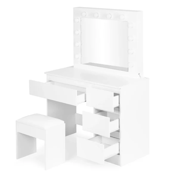 toaletka kosmetyczna z lustrem i oswietleniem led 4 szuflady 930b84f6cce34e85845f36853c44aaa7