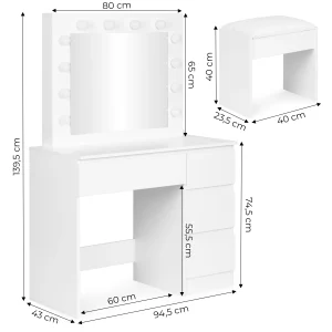 toaletka kosmetyczna z lustrem i oswietleniem led 4 szuflady a18734ad03fd41c9a35c1584cc3510b5