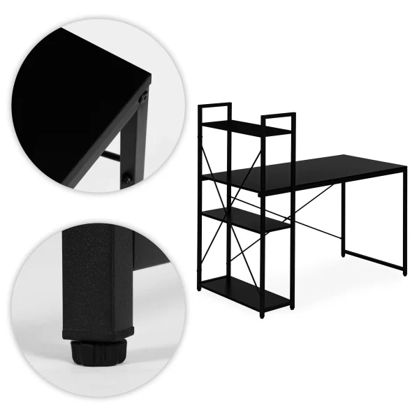 biurko komputerowe szkolne 120x60 cm rega z 3 pokami czarne e3b80689ced042988552191eb37fa97f