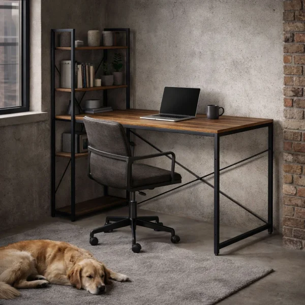 biurko komputerowe szkolne 120x60 cm rega z 3 pokami loft mo 74e98dad4be1470abdfdbdcc443ae886