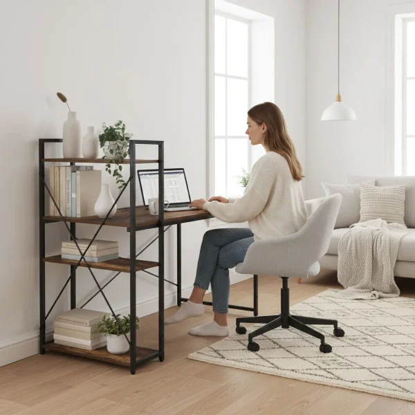 biurko komputerowe szkolne 120x60 cm rega z 3 pokami loft mo a0889a2e683947b9848e910d512eb910