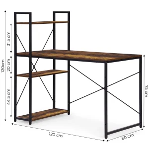 biurko komputerowe szkolne 120x60 cm rega z 3 pokami loft mo bd64d3f53b904194afa826e0d8edca06