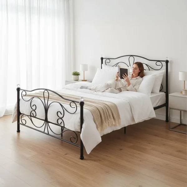 ozko metalowe 140x200 cm ze stelazem czarna rama krysztay mo 3d2bce89b14741cfb9b54b7558d3257b