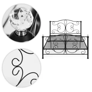 ozko metalowe 140x200 cm ze stelazem czarna rama krysztay mo 83fb2818e0714743ba751de7507a7f6d