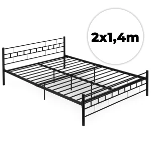 ozko metalowe 140x200 cm ze stelazem czarna rama modernhome df0f4298570d429f9eecf8c534dad0b3