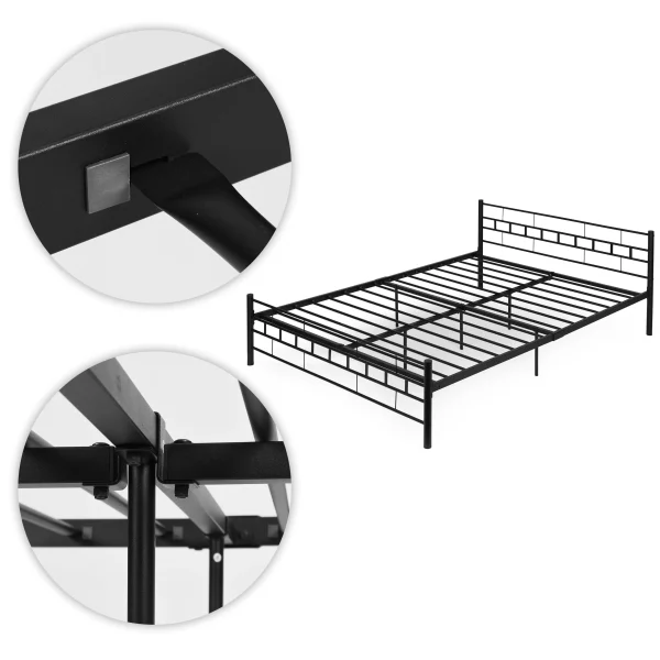 ozko metalowe 140x200 cm ze stelazem czarna rama modernhome eb02a8844cbe469284fd922ccbc8ff5e