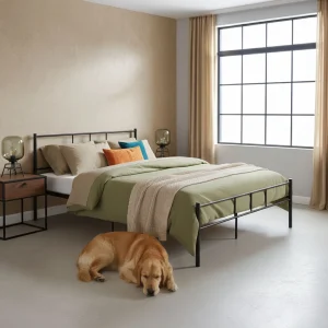 ozko metalowe 140x200 cm ze stelazem czarna rama modernhome f563965c73ba499f9d0b59bac4e3c686