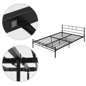 ozko metalowe 160x200 cm ze stelazem czarna rama modernhome 38d1738cd5b44fc0a4d1b79cab820869