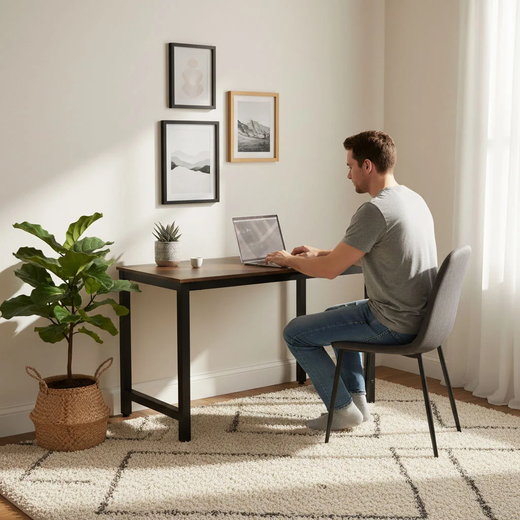 biurko komputerowe szkolne sto 120x60 cm ciemny orzech moder 2a3d66bdcdeb4e29894cf9290297c018