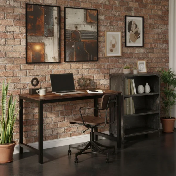 biurko komputerowe szkolne sto 120x60 cm postarzany orzech m e9b7c2e71c584ac5a745393a958d718c