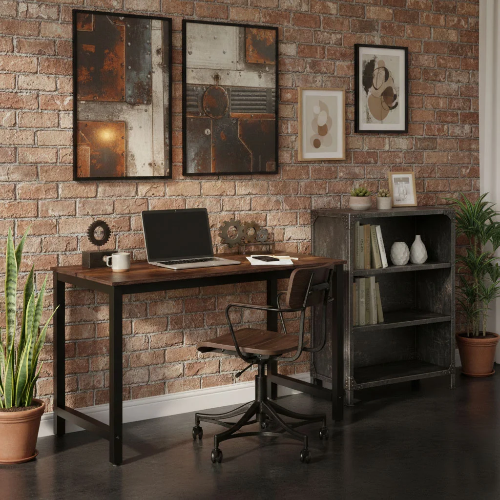 biurko komputerowe szkolne sto 120x60 cm postarzany orzech m e9b7c2e71c584ac5a745393a958d718c