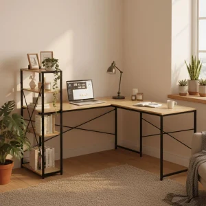 biurko narozne z regaem 3 poki komputerowe jasny dab loftowe 18c6db0d84ae4b7ea8294be620ba959d