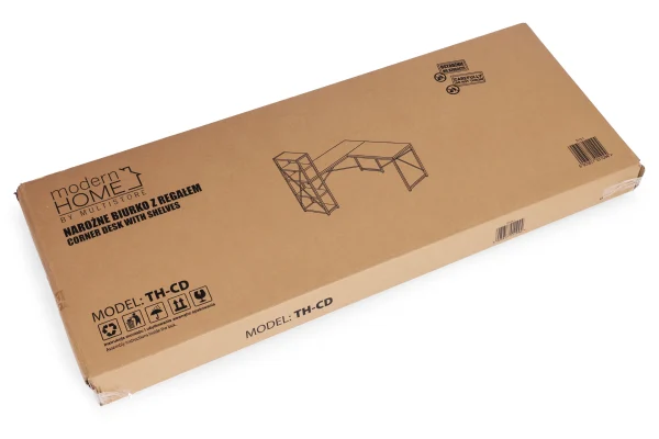 biurko narozne z regaem 3 poki komputerowe jasny dab loftowe 497b0a9edd63454ebde6f4d480512856