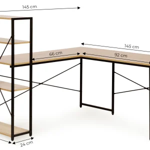 biurko narozne z regaem 3 poki komputerowe jasny dab loftowe 6bb19bb93eb549839378da05c680eec0