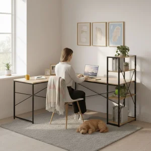 biurko narozne z regaem 3 poki komputerowe jasny dab loftowe 8cfd9fb3cb174a32b015b54edfc5ae8f