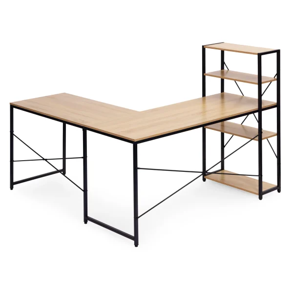 biurko narozne z regaem 3 poki komputerowe jasny dab loftowe aab812c3fd9d4f5eabd7f90b2b05dfc4