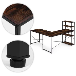 biurko narozne z regaem 3 poki komputerowe postarzany orzech 0ded58acca8247a4bb18992a06cf4efe