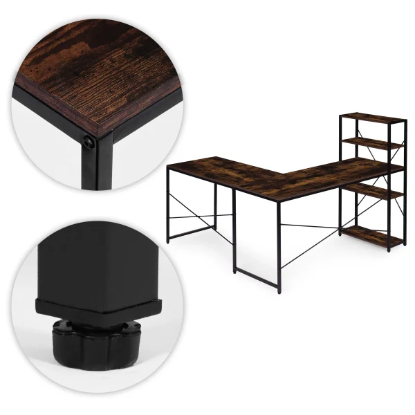 biurko narozne z regaem 3 poki komputerowe postarzany orzech 0ded58acca8247a4bb18992a06cf4efe