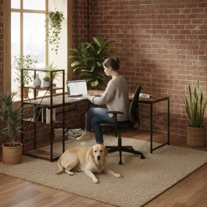 biurko narozne z regaem 3 poki komputerowe postarzany orzech 1b5b15cf611043f2b9473968e28dcc94