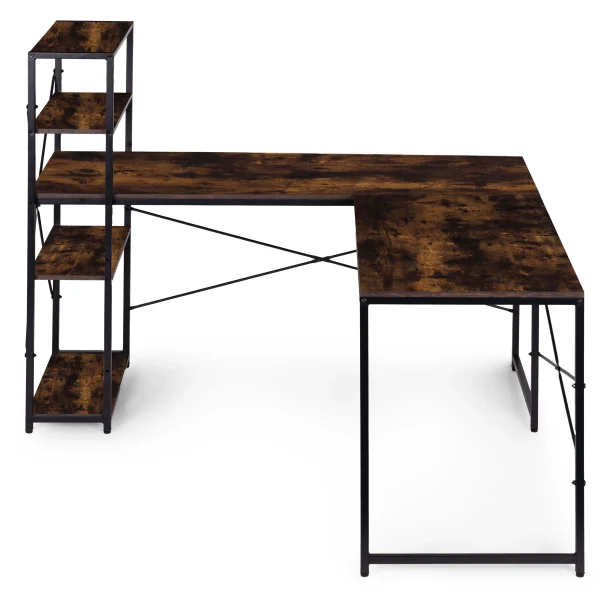 biurko narozne z regaem 3 poki komputerowe postarzany orzech d7237e6a3e2645209de2431cd365fde0