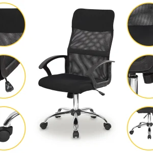 fotel biurowy obrotowy oparcie siateczkowe czarny da7f6028c2044ca9bca51497cbebf909