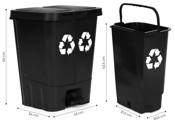 kosz na smieci 40l dwukomorowy pojemnik podwojny do odpadow 4ecabbaefce540e9b4b926993b77aa38