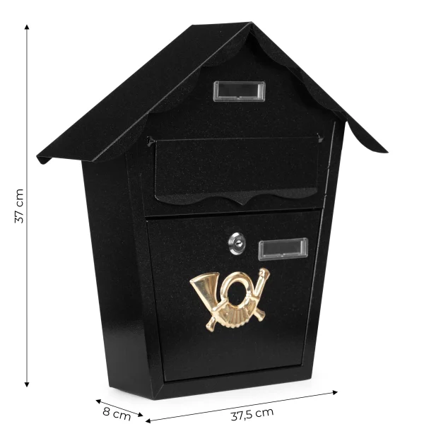 skrzynka na listy pocztowa scienna stal galwanizowana czarna c6e7dc53d6444428b97b4ee5e91e9a21